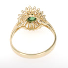 Modern Ballerina Halo Ring - 14k Yellow Gold Oval Green CZ & Simulated Diamonds - Contemporary 2000s Era Size 8 1/4 Fine Fashion Jewelry