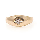 Vintage Diamond Ring - Mid Century 22k Gold Natural .20 CT Diamond Solitaire Unisex Band - Wedding 1950s Size 8 Star Incised Fine Jewelry