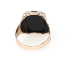 Vintage Cameo Ring - Retro 10k Rose Gold Carved Black & White Onyx Gem - Circa 1940s Era Size 11 Man's Profile Unisex Fine Statement Jewelry