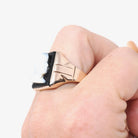 Vintage Cameo Ring - Retro 10k Rose Gold Carved Black & White Onyx Gem - Circa 1940s Era Size 11 Man's Profile Unisex Fine Statement Jewelry