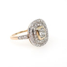 Antique Diamond Ring - Antique 14k White & 8k Yellow Gold 1.33 CTW Old Mine Cut Halo Cluster - Circa 1920s Size 6 1/2 Fine Two Tone Jewelry