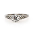 Vintage Diamond Ring - Art Deco 18k White Gold Natural .59 CT Gem Solitaire Engagement - Circa 1930s Era Size 6 1/4 Filigree Fine Jewelry