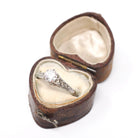 Vintage Diamond Ring - Art Deco 18k White Gold Natural .59 CT Gem Solitaire Engagement - Circa 1930s Era Size 6 1/4 Filigree Fine Jewelry