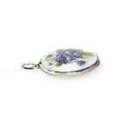 Antique Enamel Flower Locket - Edwardian Sterling Silver Guilloché Keepsake Pendant Necklace - Circa 1910s Original Photograph Fine Jewelry