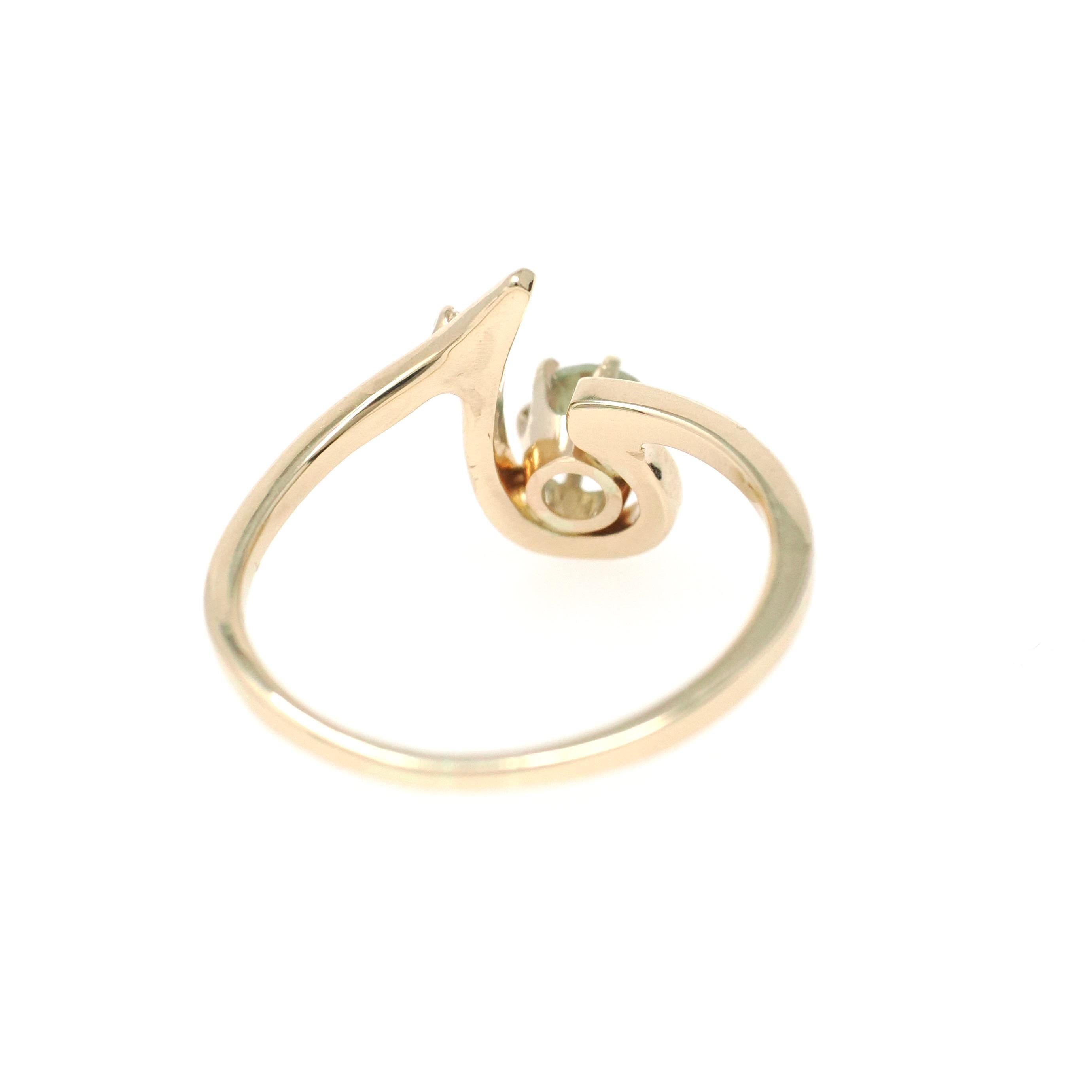 Modern Sapphire Ring - Estate 14k Yellow Gold Natural Green .68 CT Gemstone - Circa 1990s Size 8 3/4 Diamond Accent Fine Statement Jewelry