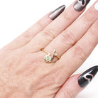 Modern Sapphire Ring - Estate 14k Yellow Gold Natural Green .68 CT Gemstone - Circa 1990s Size 8 3/4 Diamond Accent Fine Statement Jewelry