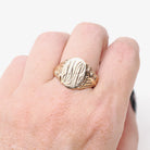 Edwardian Signet Ring - Antique 10k Yellow Gold Oval "WA" Engraved Initial Letters - Vintage 1910s Size 8 3/4 Fine Men's Unisex Jewelry