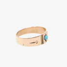 Antique Baby Ring - Edwardian 10k Rosy Yellow Gold Simulated Turquoise Blue Glass - Circa 1910s Midi Pinky Size 1 Children's Fine Jewelry