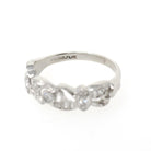 Diamond Wedding Band - Vintage Platinum .25 CTW Open Metal Filigree Design Ring - Mid Century Circa 1950s Era Size 7 1/2 Fine Bridal Jewelry