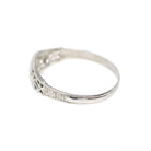 Vintage Baby Ring - Art Deco 14k White Gold Natural Diamond Flower Filigree Midi Band - Circa 1930s Era Size 3 Floral Dainty Fine Jewelry