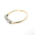 Vintage Diamond Band - Mid Century 14k Yellow & White Gold .02 CTW Curved Ring - 1950s Era Size 7 1/2 Wedding Fine Contour Bridal Jewelry