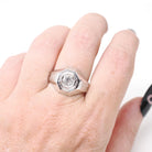 Art Deco Diamond Ring - Vintage 18k White Gold Natural .52 CT Old European Cut Unisex Engagement - Circa 1930s Octagonal Fine Bridal Jewelry