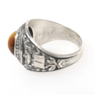 William Penn High School Ring - Art Deco Era Sterling Silver Cabochon Tiger's Eye Gemstone - Vintage Dated 1936 Size 10 1/4 PA Class Jewelry