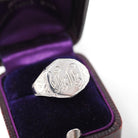 Vintage "JH" Signet Ring - Art Deco 10k White Gold Hexagonal Men's Unisex Statement - Circa 1930s Era Size 7 1/2 Ostby & Barton Fine Jewelry
