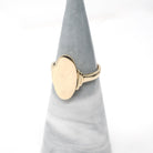 Vintage Signet Ring - Mid Century 10k Yellow Gold Elongated Oval Statement Shield - Circa 1950s Era Size 6 1/4 Engrave Fine B&F Jewelry