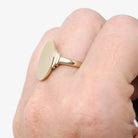 Vintage Signet Ring - Mid Century 10k Yellow Gold Elongated Oval Statement Shield - Circa 1950s Era Size 6 1/4 Engrave Fine B&F Jewelry