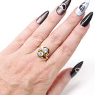 Vintage Zircon Ring - Retro 10k Yellow Gold Round Faceted Natural Blue Gems - Circa 1940s Era Size 7 Toi Et Moi Ostby & Barton Fine Jewelry