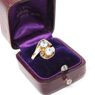 Vintage Zircon Ring - Retro 10k Yellow Gold Round Faceted Natural Blue Gems - Circa 1940s Era Size 7 Toi Et Moi Ostby & Barton Fine Jewelry