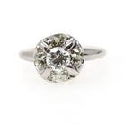 Vintage Diamond Ring - Mid Century 10k White Gold Natural 1.03 CTW Cluster Halo - Circa 1950s Era Size 5 1/2 Engagement Fine Bridal Jewelry