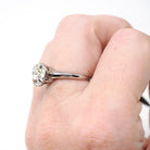 Vintage Diamond Ring - Mid Century 10k White Gold Natural 1.03 CTW Cluster Halo - Circa 1950s Era Size 5 1/2 Engagement Fine Bridal Jewelry