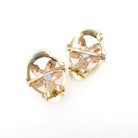 Vintage Aquamarine Earrings - Mid Century 14k Yellow & Rose Gold Flower Studs - Circa 1940s Pierced Push Back Floral Two Tone Fine Jewelry