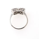 Vintage Shield Ring - Mid Century 14k White Gold .18 CTW Natural Diamonds - Circa 1950s Size 7 Fine Filigree Alhambra Clover Halo Jewelry