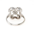Vintage Shield Ring - Mid Century 14k White Gold .18 CTW Natural Diamonds - Circa 1950s Size 7 Fine Filigree Alhambra Clover Halo Jewelry