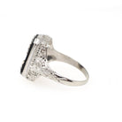 Vintage Onyx Ring - Art Deco 10k White Gold Black Chalcedony Gem & Diamond Accent 1933 Class Ring - Circa 1930s Size 5 3/4 Fine Jewelry