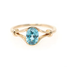 Blue Zircon Ring - Modern 14k Yellow Gold Oval 1.25 CT Gemstone Solitaire - Estate Circa 2000s Size 7 1/2 December Birthstone Fine Jewelry
