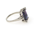 Created Color Change Sapphire Ring - Mid Century 10k White Gold Purple Blue Gem - Vintage 1960s Size 7 1/4 Created White Spinel Fine Jewelry