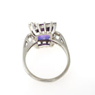 Created Color Change Sapphire Ring - Mid Century 10k White Gold Purple Blue Gem - Vintage 1960s Size 7 1/4 Created White Spinel Fine Jewelry