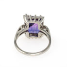 Created Color Change Sapphire Ring - Mid Century 10k White Gold Purple Blue Gem - Vintage 1960s Size 7 1/4 Created White Spinel Fine Jewelry