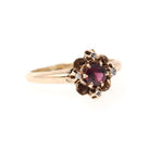 Antique Garnet Ring - Victorian 10k Rosy Yellow Gold .03 CTW Rose Cut Diamond Cluster - Circa 1890s Size 5 Rhodolite Gemstone Fine Jewelry