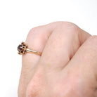 Antique Garnet Ring - Victorian 10k Rosy Yellow Gold .03 CTW Rose Cut Diamond Cluster - Circa 1890s Size 5 Rhodolite Gemstone Fine Jewelry