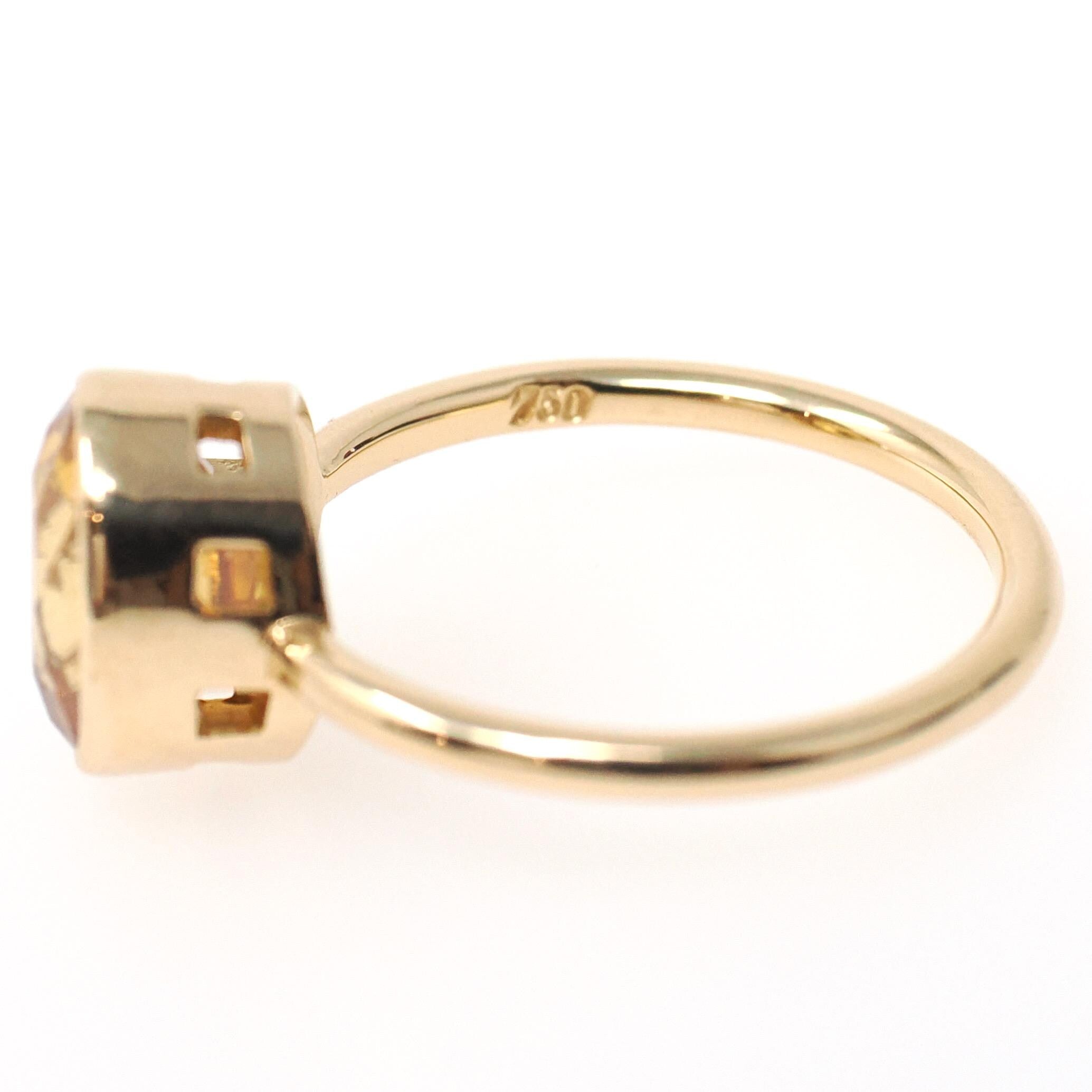 Modern Zircon Ring - 18k Yellow Gold Bezel Set Natural 4.97 CT Oval Orange Gemstone Solitaire - Circa 2000s Size 6.25 Statement Fine Jewelry
