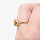 Modern Zircon Ring - 18k Yellow Gold Bezel Set Natural 4.97 CT Oval Orange Gemstone Solitaire - Circa 2000s Size 6.25 Statement Fine Jewelry