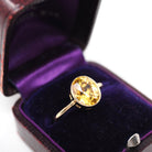 Modern Zircon Ring - 18k Yellow Gold Bezel Set Natural 4.97 CT Oval Orange Gemstone Solitaire - Circa 2000s Size 6.25 Statement Fine Jewelry