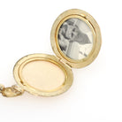 Vintage Flower Locket - Retro Gold Filled Floral Flowers Designs Round Necklace - Circa 1940s Era Statement Keepsake Photograph 40s Jewelry
