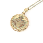 Vintage Flower Locket - Retro Gold Filled Floral Flowers Designs Round Necklace - Circa 1940s Era Statement Keepsake Photograph 40s Jewelry