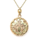 Vintage Flower Locket - Retro Gold Filled Floral Flowers Designs Round Necklace - Circa 1940s Era Statement Keepsake Photograph 40s Jewelry