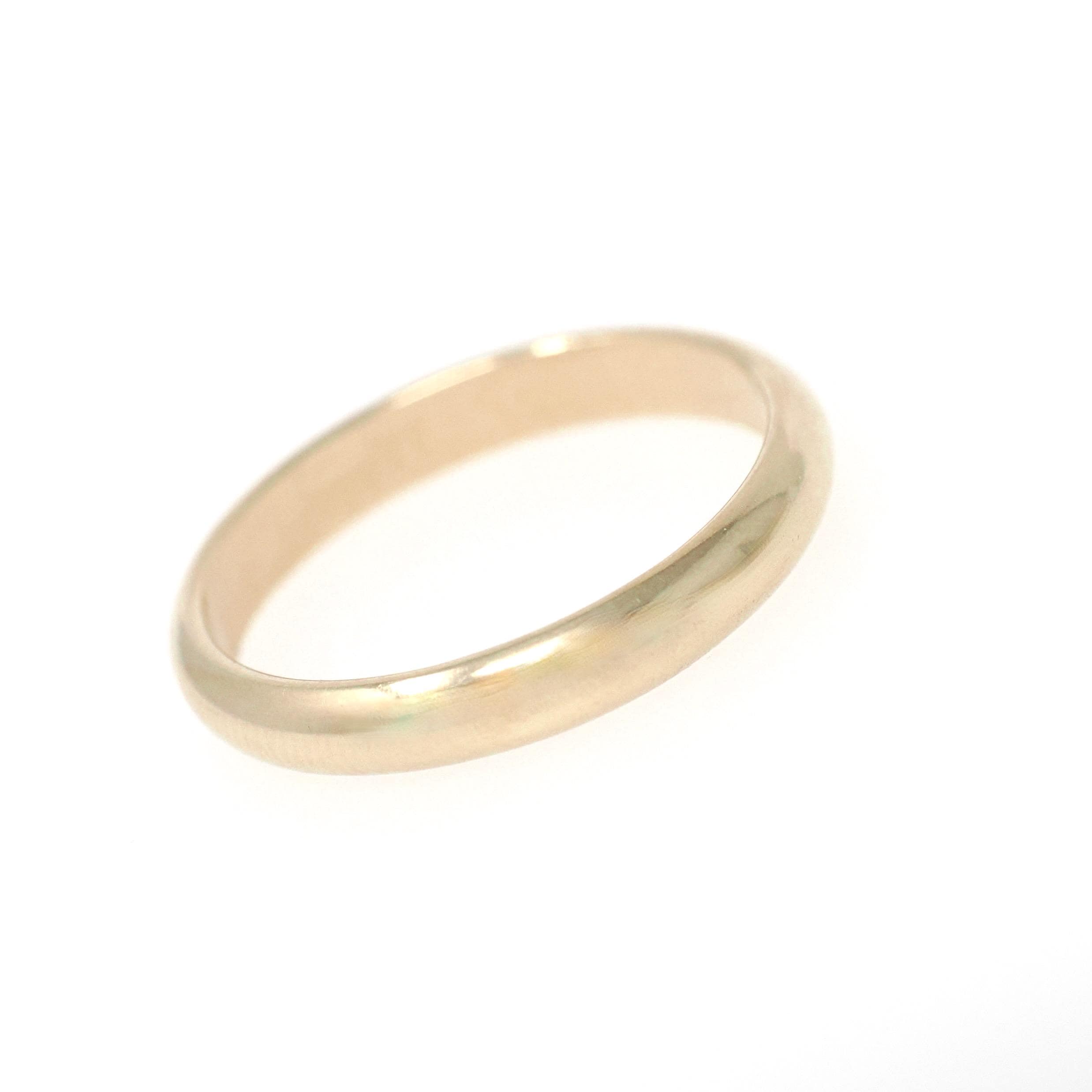 Vintage Wedding Band - Estate 9k Yellow Gold 3.1 MM Half Round Ring - Contemporary 1997 Sheffield England Unisex Size 7 Fine Bridal Jewelry