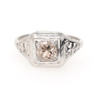 Morganite Engagement Ring - Art Deco 14k White Gold .47 CT Natural Beryl Pink Gemstone - Vintage Circa 1930 Size 5 1/2 Filigree Fine Jewelry