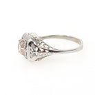 Morganite Engagement Ring - Art Deco 14k White Gold .47 CT Natural Beryl Pink Gemstone - Vintage Circa 1930 Size 5 1/2 Filigree Fine Jewelry