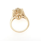 Opal Cocktail Ring - Vintage 14k Yellow Gold Marquise Cabochon Gem .24 CTW Diamond Accent Navette Halo - Circa 1980s Size 4 3/4 Fine Jewelry