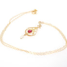 Antique Lavalier Necklace - Edwardian 10k Yellow Gold Red Glass Baroque Pearl Pendant - Vintage Circa 1910s Era Dainty Fine A&Z Jewelry