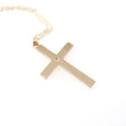 Vintage Cross Necklace - Retro 14k Yellow & White Gold Natural .02 CT Diamond Pendant - Circa 1940s Era Religious Faith Fine 40s Jewelry