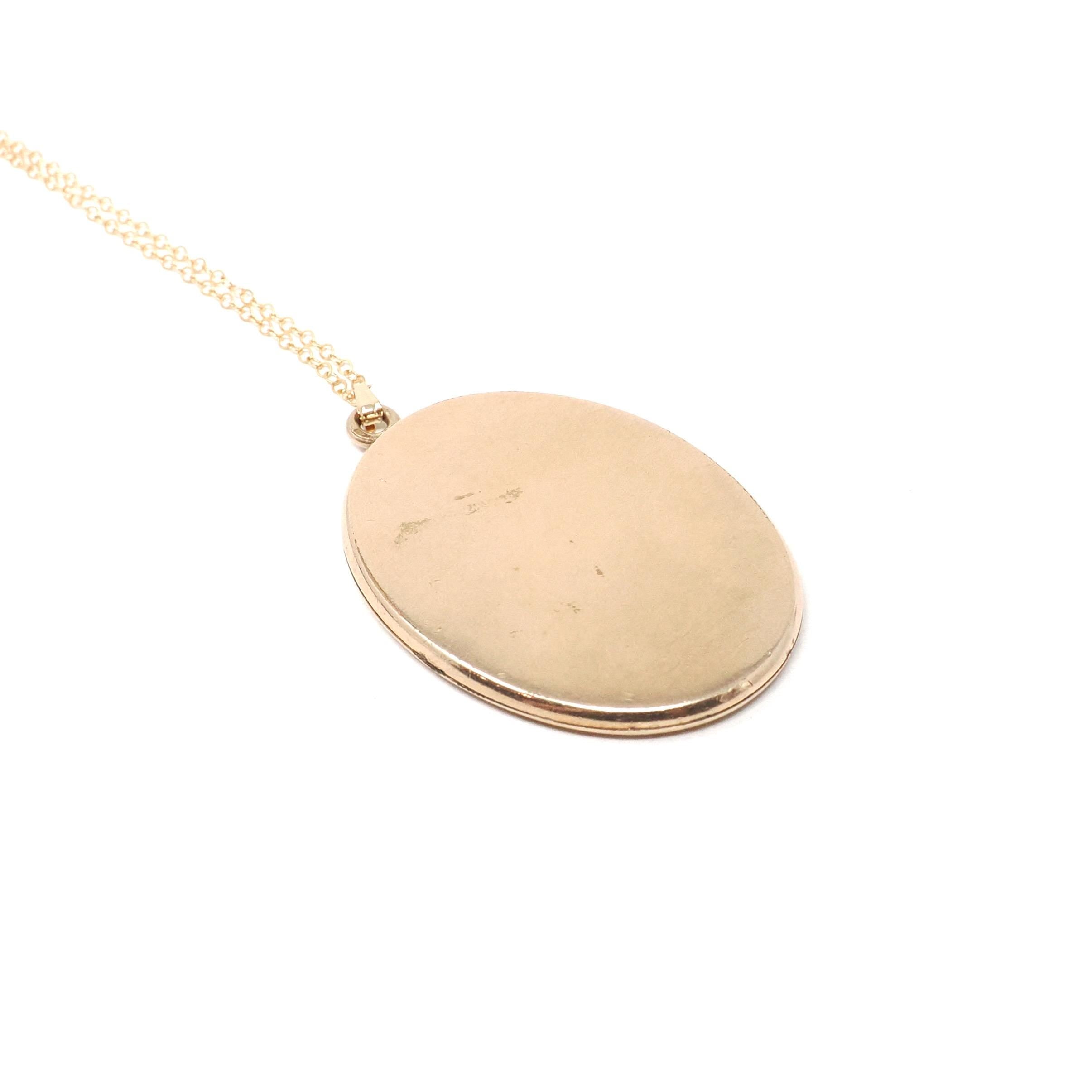 Antique Photo Locket - Edwardian Gold Filled Oval Pendant Necklace - Vintage Circa 1910s Era Keepsake Statement Jewelry