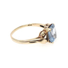 Created Spinel Ring - Retro 10k Yellow Gold Emerald Cut 1.93 CT Blue Stone - Vintage Circa 1940s Era Size 5 1/2 Statement Fine 40s Jewelry