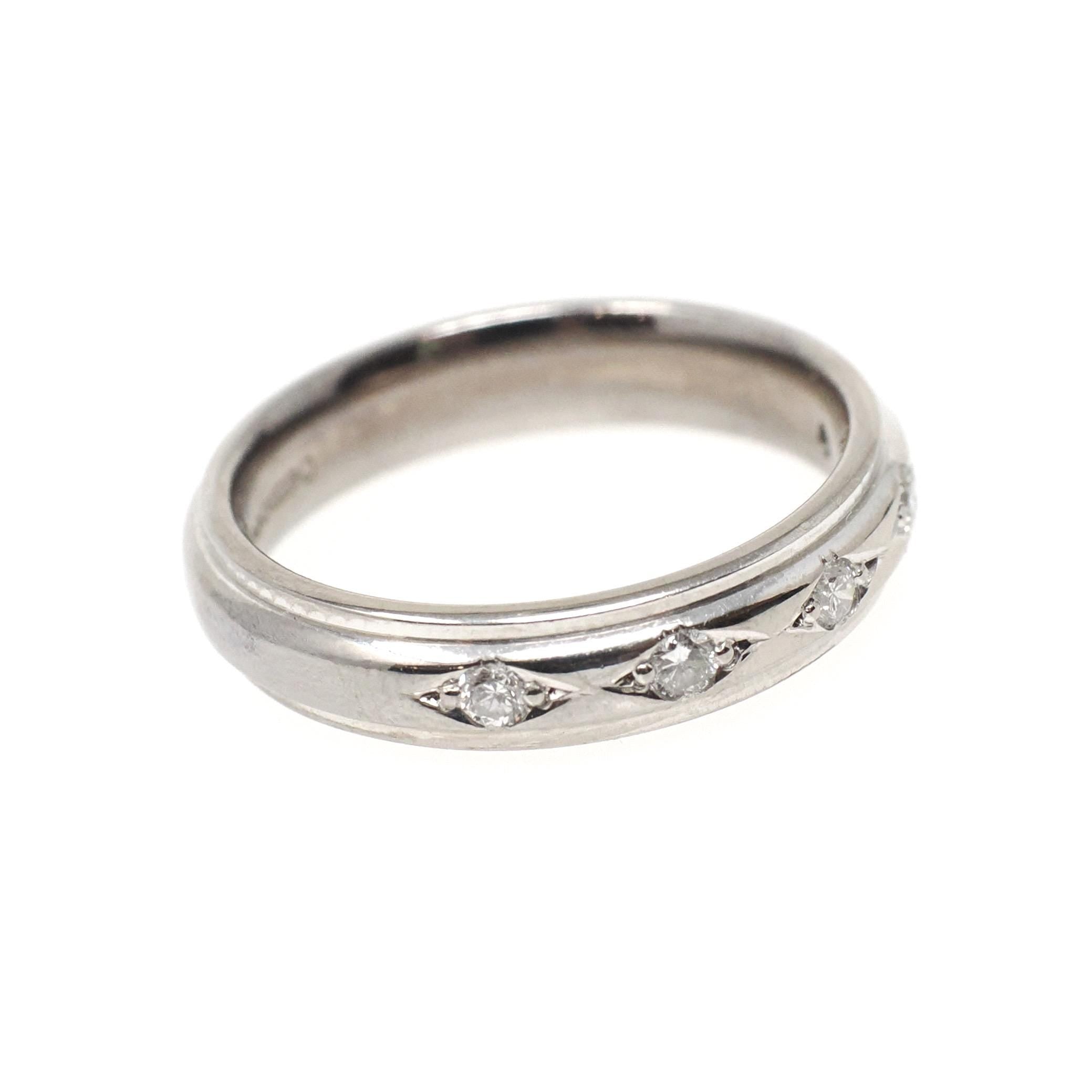 Vintage Diamond Band - Estate Birmingham 18k White Gold .15 CTW Comfort Fit 4.2 MM Wedding Ring - Hallmarked 2000 Size 6 1/4 Fine Jewelry