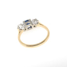 Vintage Sapphire & Diamond Ring - Mid Century 18k Yellow Gold Platinum Natural Three Stone - Circa 1950s Size 5 3/4 Fine Anniversary Jewelry